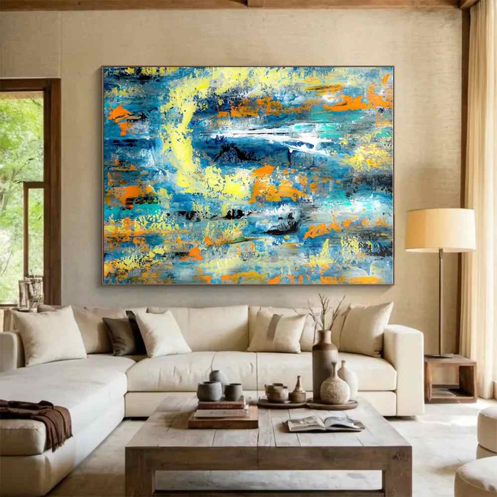 Yellow_Paintings_Blue_Cool_Abstract_Artwork_K77KD wall art